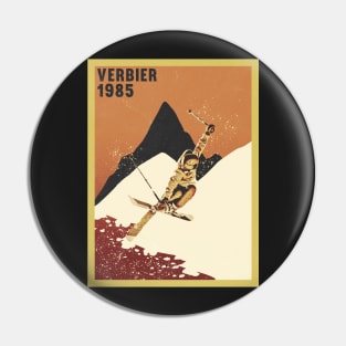 Verbier ski mountains 1985 vintage retro 80's Pin