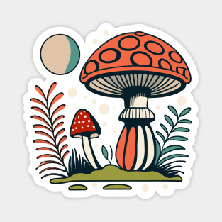 Watercolor Cottagecore Mushroom Magnet