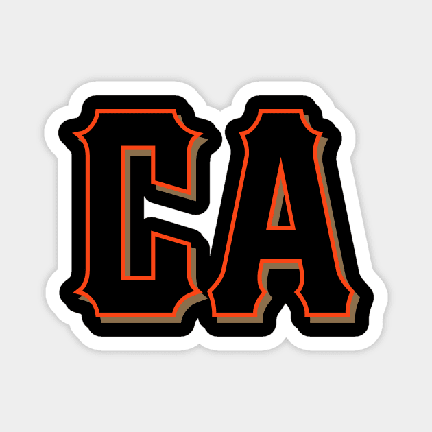 San Francisco 'CA' Baseball Fan T-Shirt: Showcase Your Bay Area Pride with a Bold California Design! Magnet by CC0hort