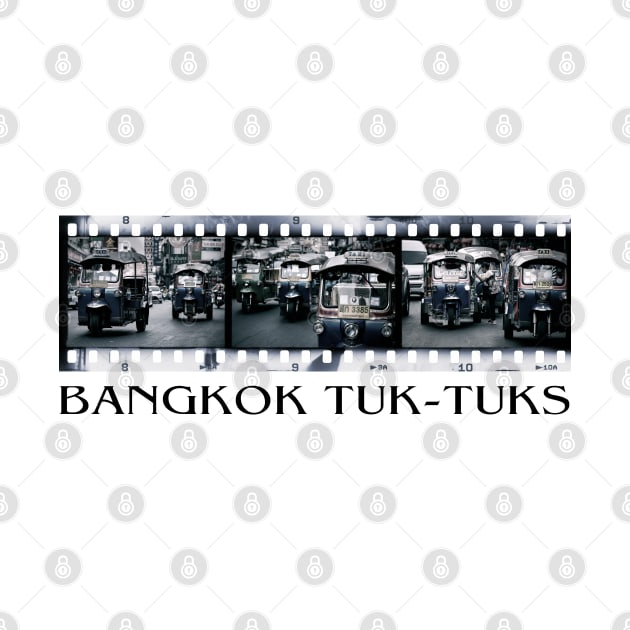 Bangkok Tuk-Tuk Taxis - Triptych Of 3 Photographs With Film Strip Framing by VintCam