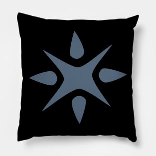 Large Geometric abstract snowflake in steel blue Pillow