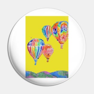 Hot Air Balloon Watercolor Painting on Yellow Balloons Pin