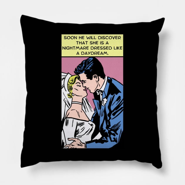 Comic Couple Get Married Pillow by Slightly Unhinged