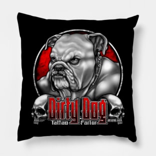 Dirty Dog Tattoo Parlor Pillow