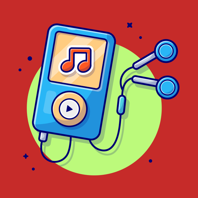 Ipod Audio Music Player with Earphone Cartoon Vector Icon Illustration (2) by Catalyst Labs