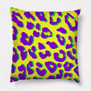 Leopard Print Purple Yellow Green Pillow