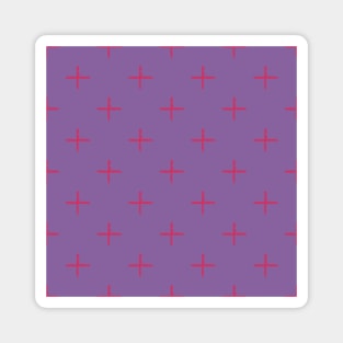 Pink tie dye plus pattern on purple background Magnet