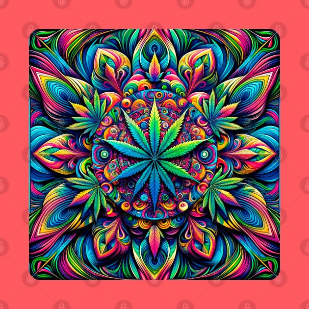 Psychedelic Cannabis Mandala by Doming_Designs