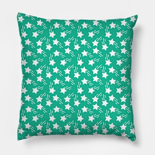 Turquoise and White Stars Seamless Pattern 015#001 Pillow