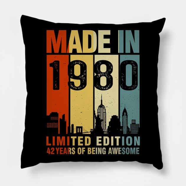 Made In 1980 Limited Edition 42 Years Of Being Awesome Pillow by sueannharley12