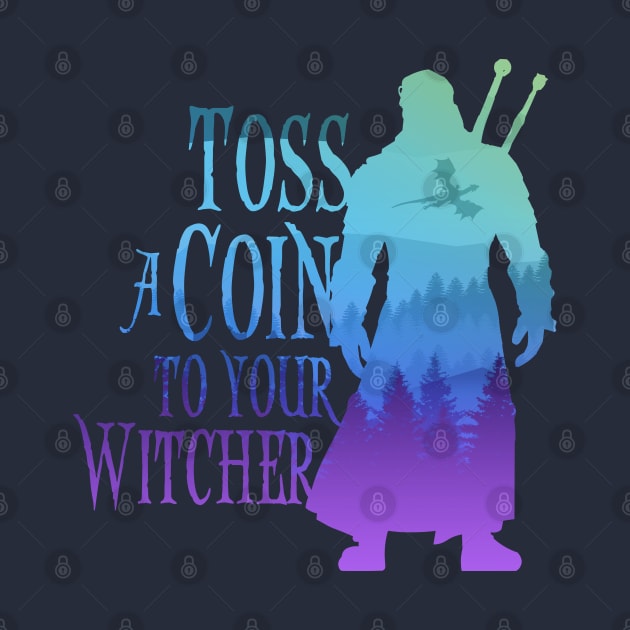 Toss a Coin to Your Witcher - blue silhouette by Rackham