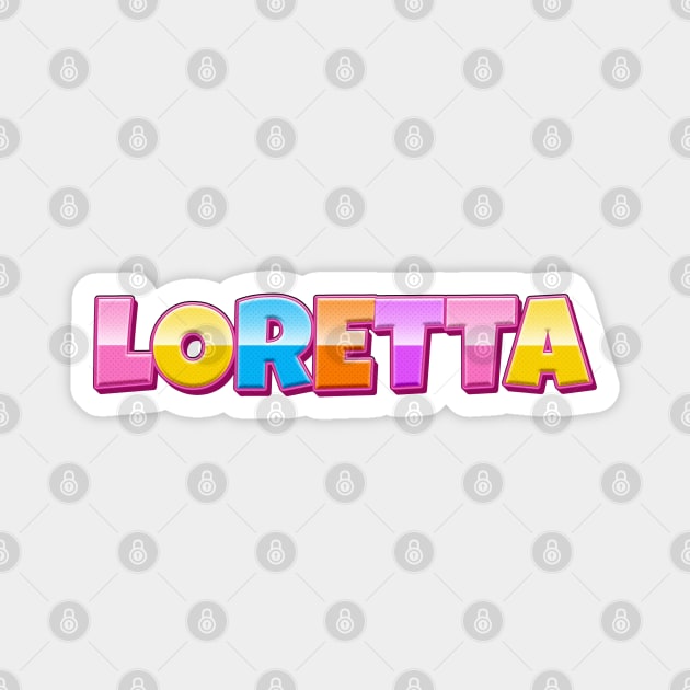 Rainbow Craft Loretta Name Magnet by KedaiComel