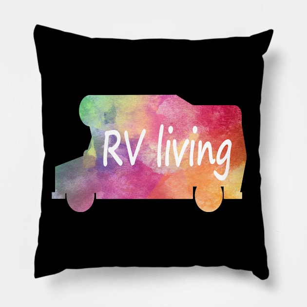 Colorful rainbow RV living Pillow by jaz graphic t-shirts