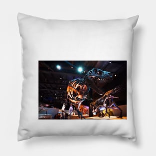 the tyrannosaurus rex in museum timelapse Pillow