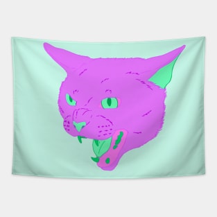 Vaporwave Cat - Grape Juice Tapestry