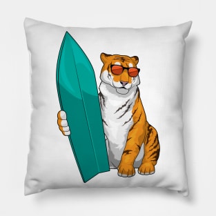 Tiger Surfer Surfboard Pillow