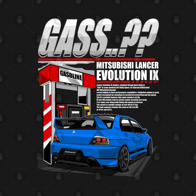 MITSUBISHI LANCER EVO IX ON GAS STATION-BLUE by HFP_ARTWORK