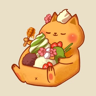 Cute Cat Strawberry Matcha Honey Toast T-Shirt