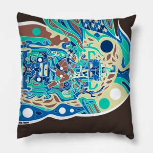 mayan astronaut in space boho style ecopop Pillow