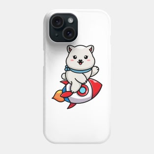 Cute polar bear riding rocket cartoon Phone Case