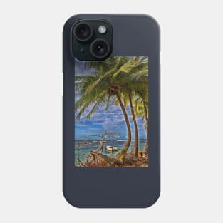 Panama. Bocas del Toro. Boat, Sea and the Palm trees. Phone Case