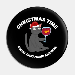 Christmas Time Social Distancing And Wine Pin