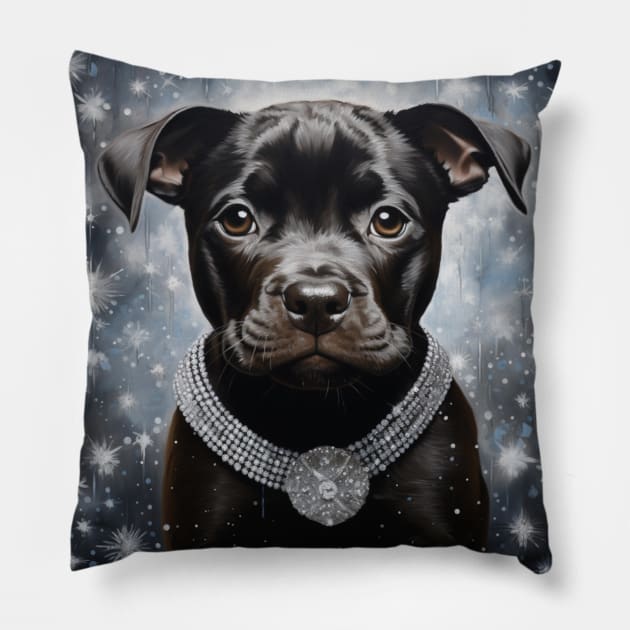 Black Pit Bull Pillow by Enchanted Reverie