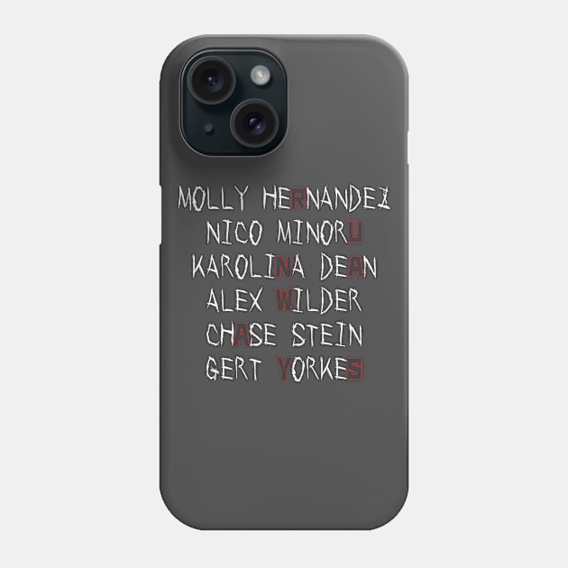 The runaways names Phone Case by ManuLuce