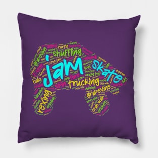 Jam Skating Wordcloud for Darker Backgrounds Pillow