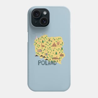 Poland Illustrated Map Phone Case