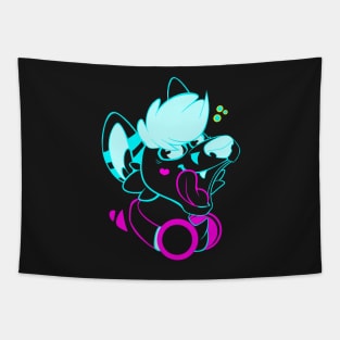 Neon Kjisu Furry Head Tapestry