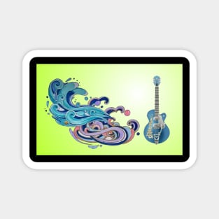 blue gitar in windy moonlight Magnet