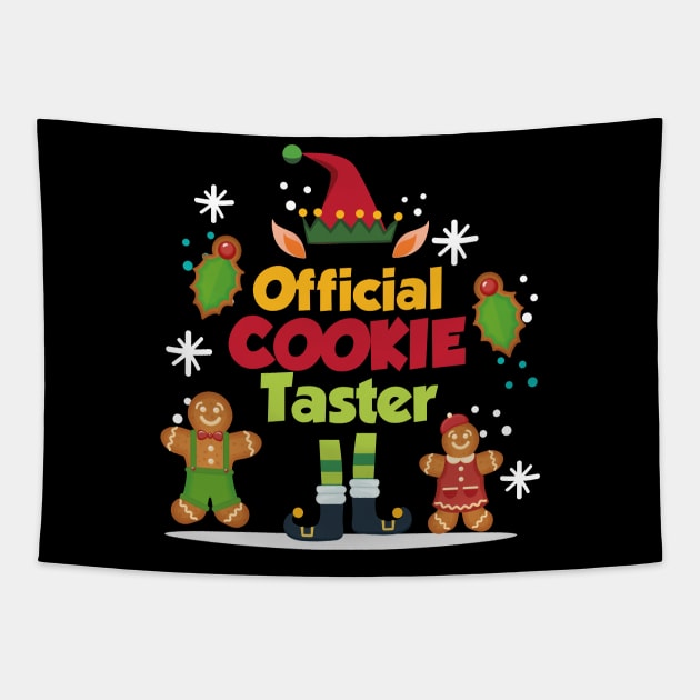 Official Christmas Cookie Taster Gingerbread Xmas Elf Tapestry by JohnRelo