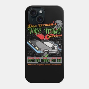 Doc Browns Delorean Time Travel Services Phone Case