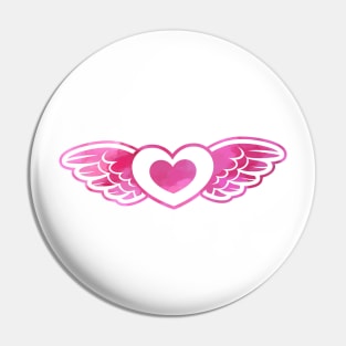 Pink Heart with Wings - Valentines day Anniversary Romance Love Celebrations Pin