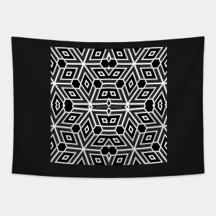 Black and White Funky Cubism Neo Geo Abstract Tapestry