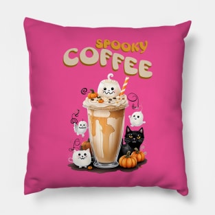 Halloween spooky coffee with funny toppings Pillow