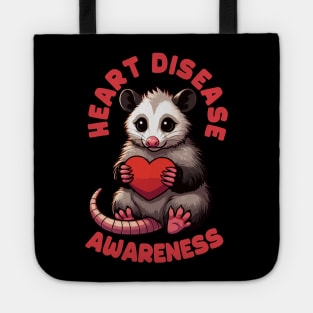 Heart Disease Awareness Cute Opossum Tote