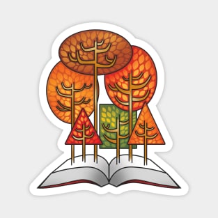 Book Lover - Fall Trees Growing From Open Book Magnet