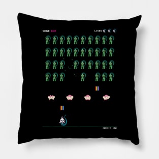 Zombie Unicorn Invaders (white text) Pillow