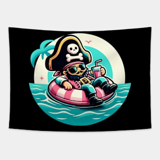 Pool Party Pirate Pink Float Funny Pirate Tapestry