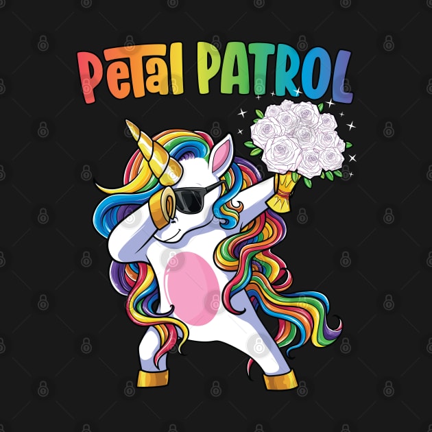 Petal Patrol Shirt Flower Girl Wedding Dabbing Unicorn by Pennelli Studio