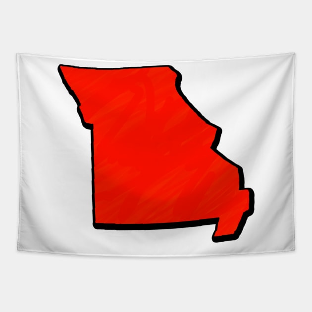 Bright Red Missouri Outline Tapestry by Mookle