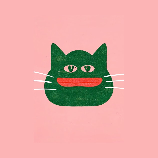 Pepe the Cat Retro Poster Vintage Art Pepe Wall Meme Pink Illustration by BetterManufaktur