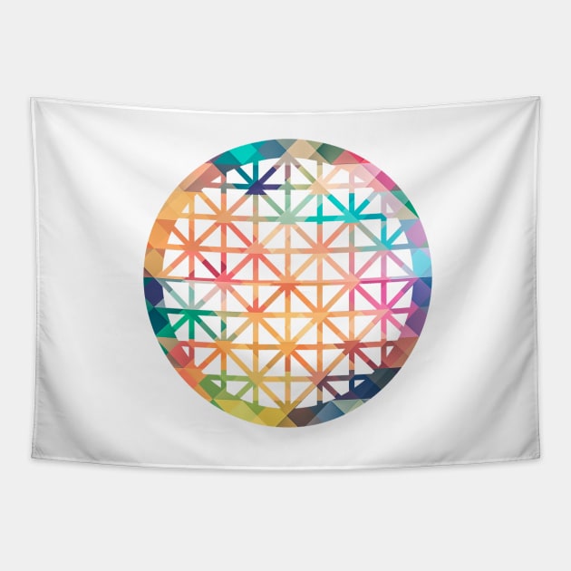 Epcot Spaceship Earth Geometric Retro Tapestry by FandomTrading