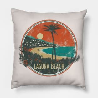 Vintage Laguna Beach Sunset Pillow