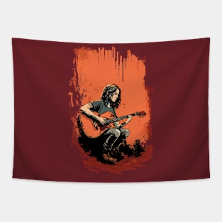 Girl playing the guitar Tapestry