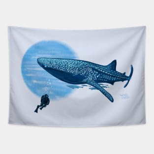 Deep sea diving - whale shark art Tapestry