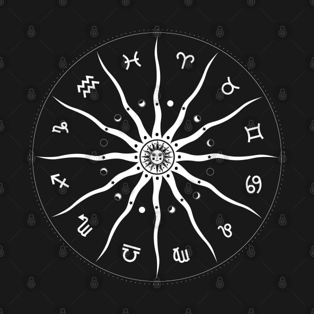 Zodiac Wheel Astrology Chart Illustration by Souls.Print