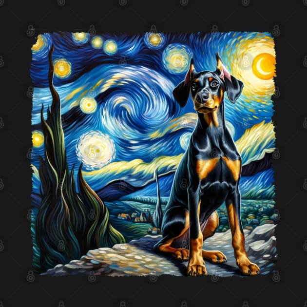 Starry Doberman Pinscher Portrait - Dog Portrait by starry_night